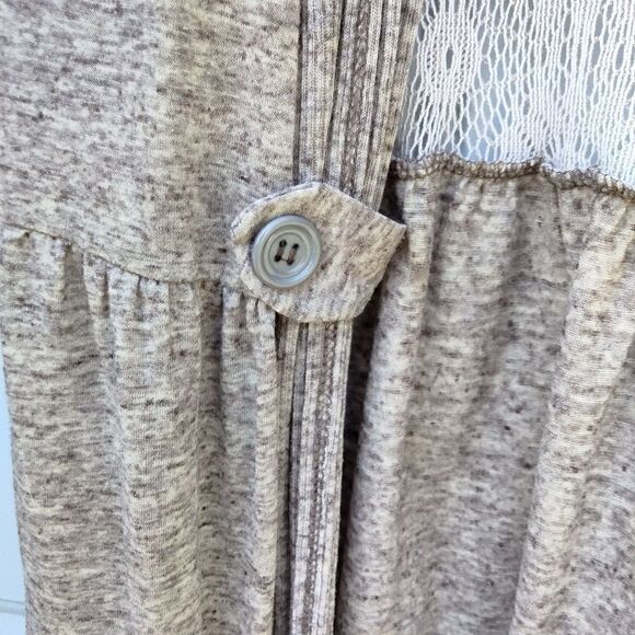 Wet Seal Open Front Cardigan Short Sleeves Back Lace Panel Size XS Tan - Picture 4 of 8